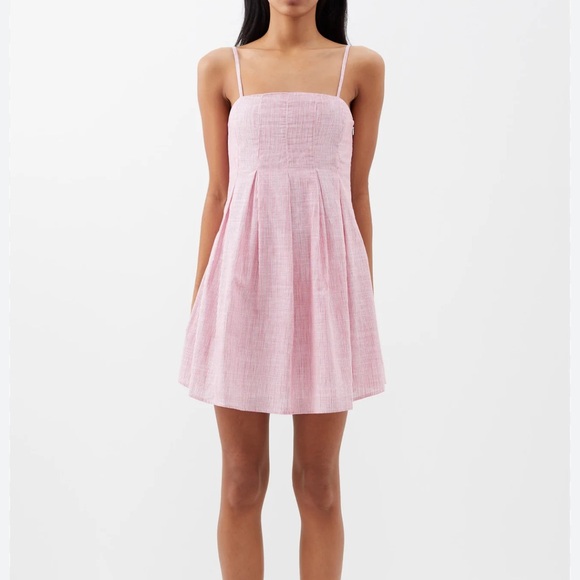 Bird & Knoll Bebe square-neck pleated cotton mini dress size small - Picture 1 of 4